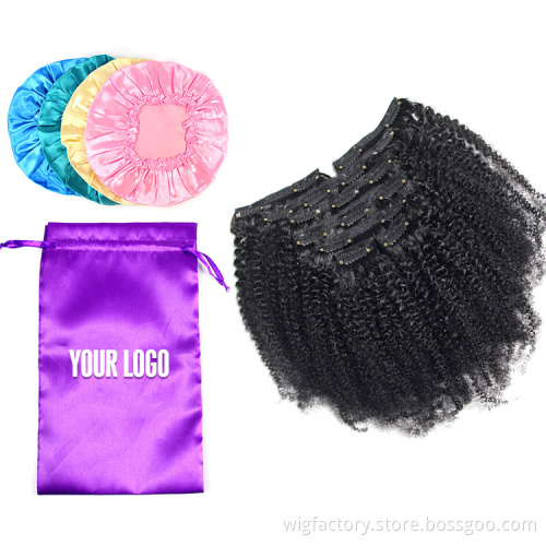 Clip in Afro Hair Extensions 4B Brazilian Hair,Remy Hair Extensions 100% Human Natural Black 8PCS 140Gram